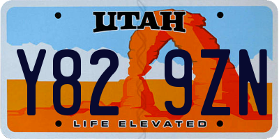 UT license plate Y829ZN