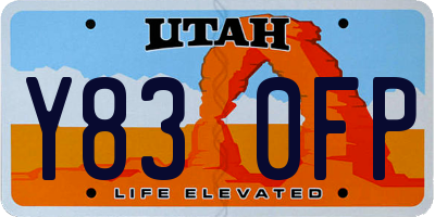 UT license plate Y830FP
