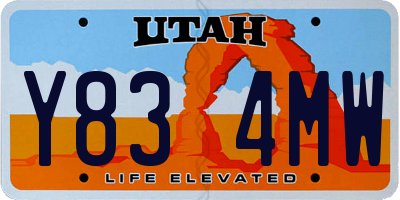 UT license plate Y834MW