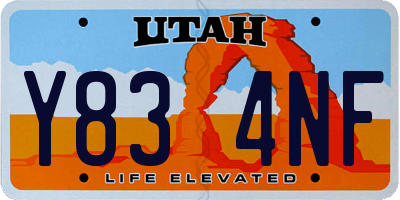UT license plate Y834NF