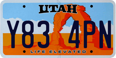 UT license plate Y834PN