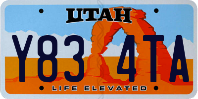 UT license plate Y834TA