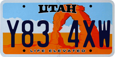 UT license plate Y834XW