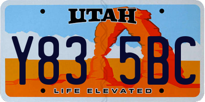 UT license plate Y835BC