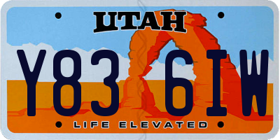 UT license plate Y836IW