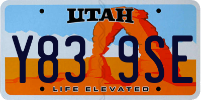 UT license plate Y839SE