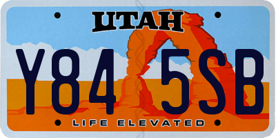 UT license plate Y845SB