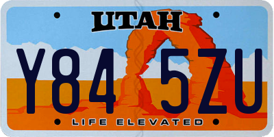 UT license plate Y845ZU