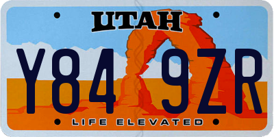 UT license plate Y849ZR