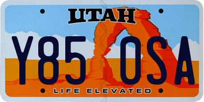 UT license plate Y850SA