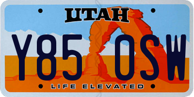 UT license plate Y850SW