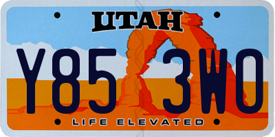 UT license plate Y853WO