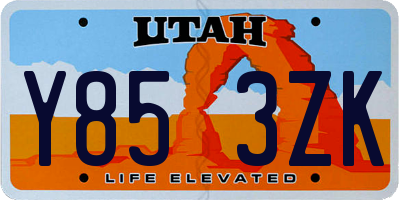 UT license plate Y853ZK
