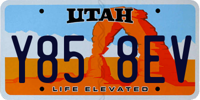 UT license plate Y858EV