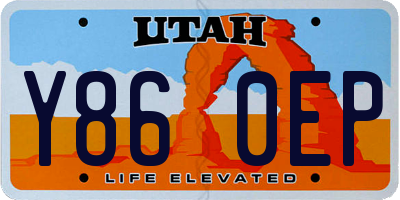 UT license plate Y860EP