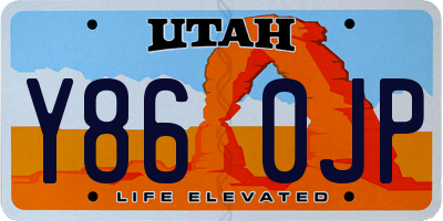UT license plate Y860JP