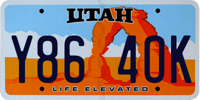 UT license plate Y864OK