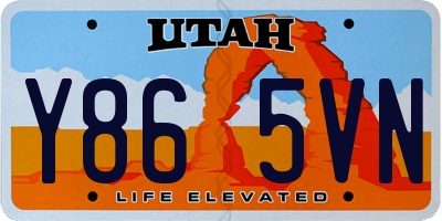 UT license plate Y865VN