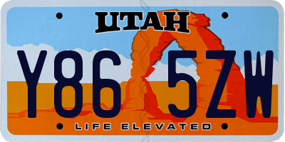 UT license plate Y865ZW