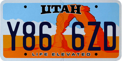 UT license plate Y866ZD