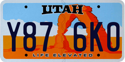 UT license plate Y876KO