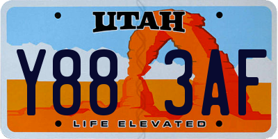 UT license plate Y883AF