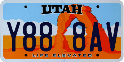 UT license plate Y888AV