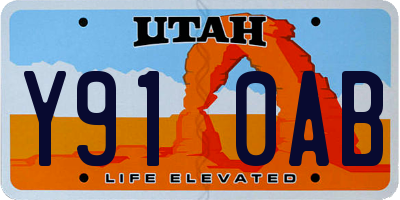 UT license plate Y910AB