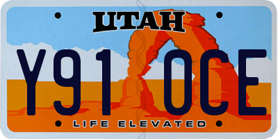 UT license plate Y910CE