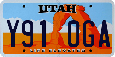 UT license plate Y910GA