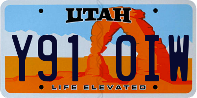 UT license plate Y910IW