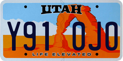 UT license plate Y910JO