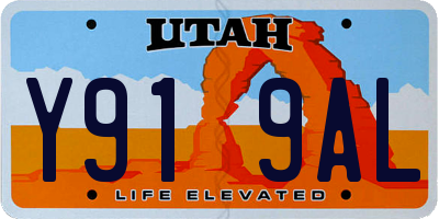 UT license plate Y919AL