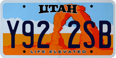 UT license plate Y922SB