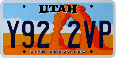 UT license plate Y922VP