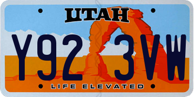 UT license plate Y923VW