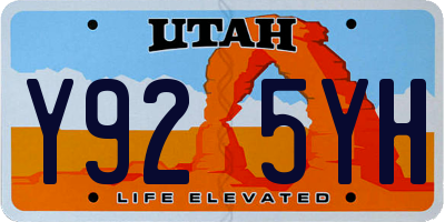 UT license plate Y925YH