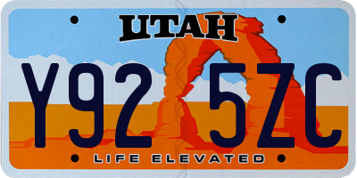 UT license plate Y925ZC