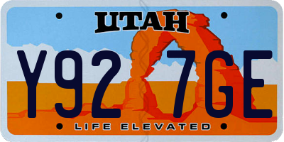 UT license plate Y927GE