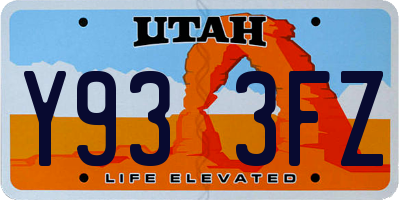 UT license plate Y933FZ