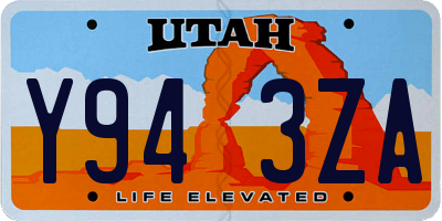 UT license plate Y943ZA