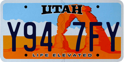 UT license plate Y947FY
