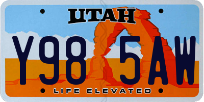 UT license plate Y985AW