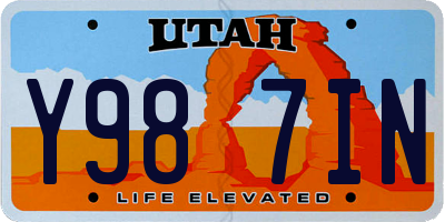 UT license plate Y987IN