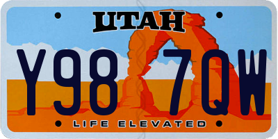 UT license plate Y987QW