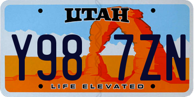UT license plate Y987ZN