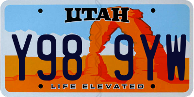 UT license plate Y989YW