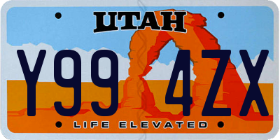 UT license plate Y994ZX