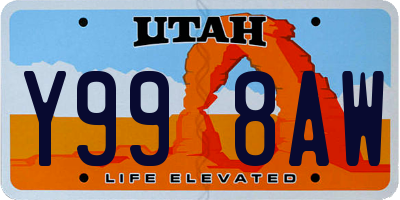 UT license plate Y998AW