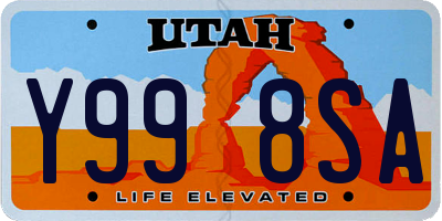 UT license plate Y998SA